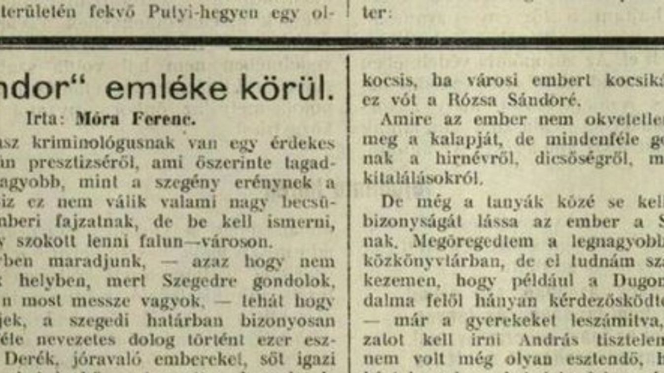 Móra Ferenc: A "Sándor" emléke körül