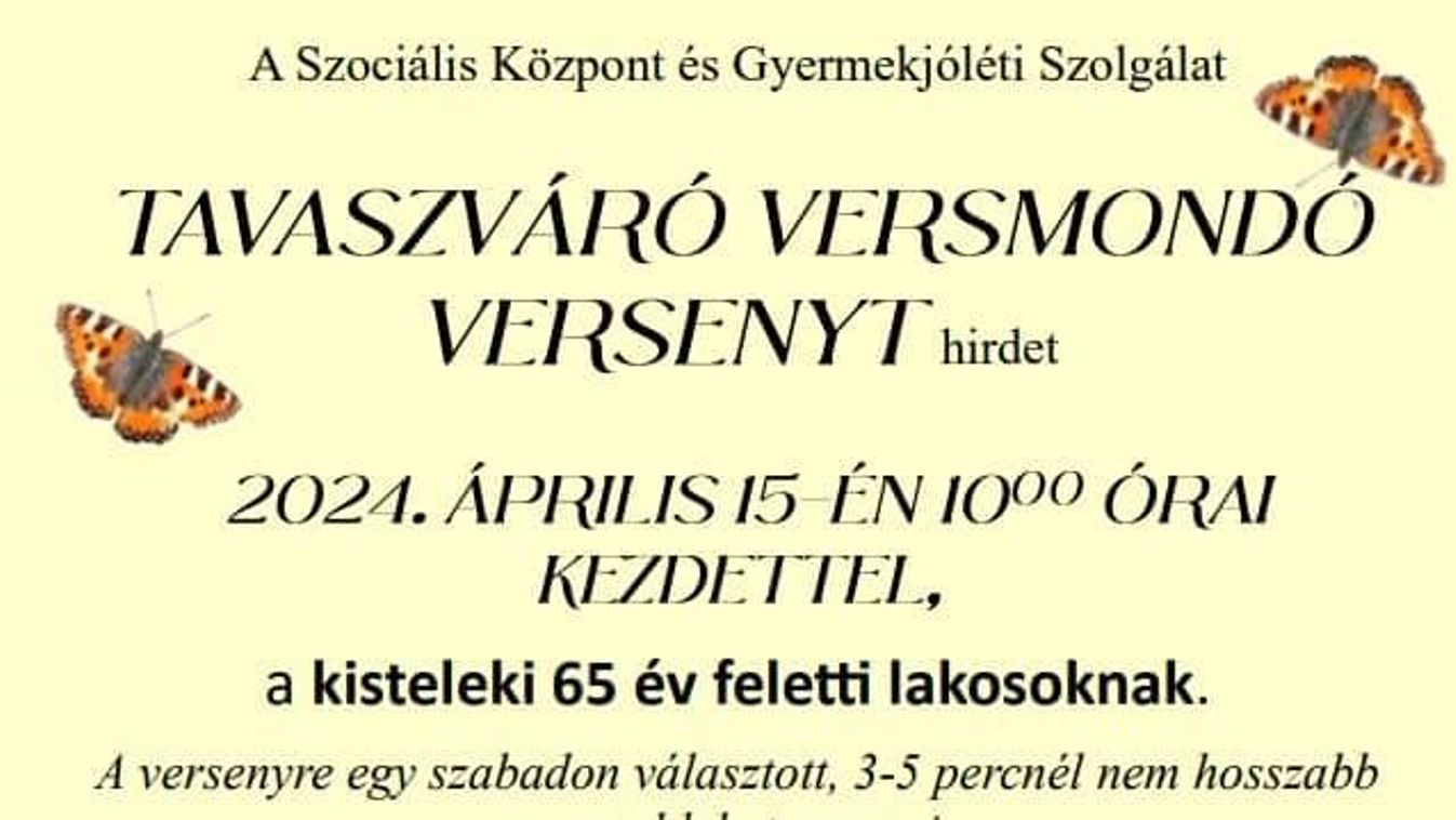 65 év felettieknek hirdettek versmondóversenyt