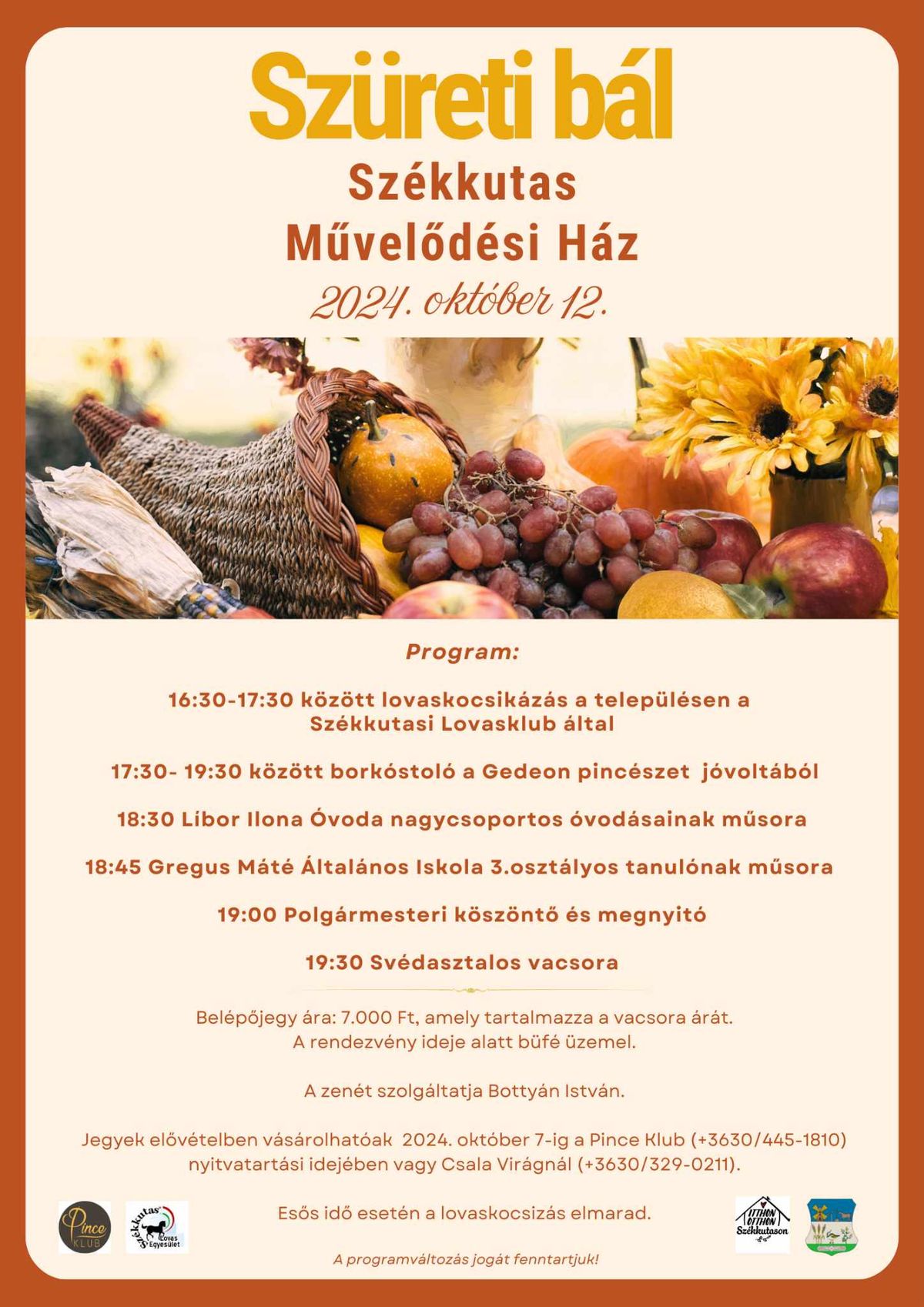 szüreti bál, székkutas, program