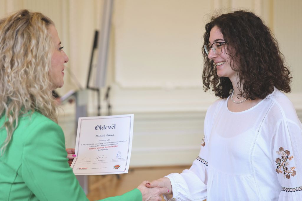 Szeged – 2026.03.24. Zirzen Janka ösztöndíjak átadása az SZTE Rektori dísztermében.
Képen: 
Fotó: Karnok Csaba (KC) – Délmagyarország (DM)