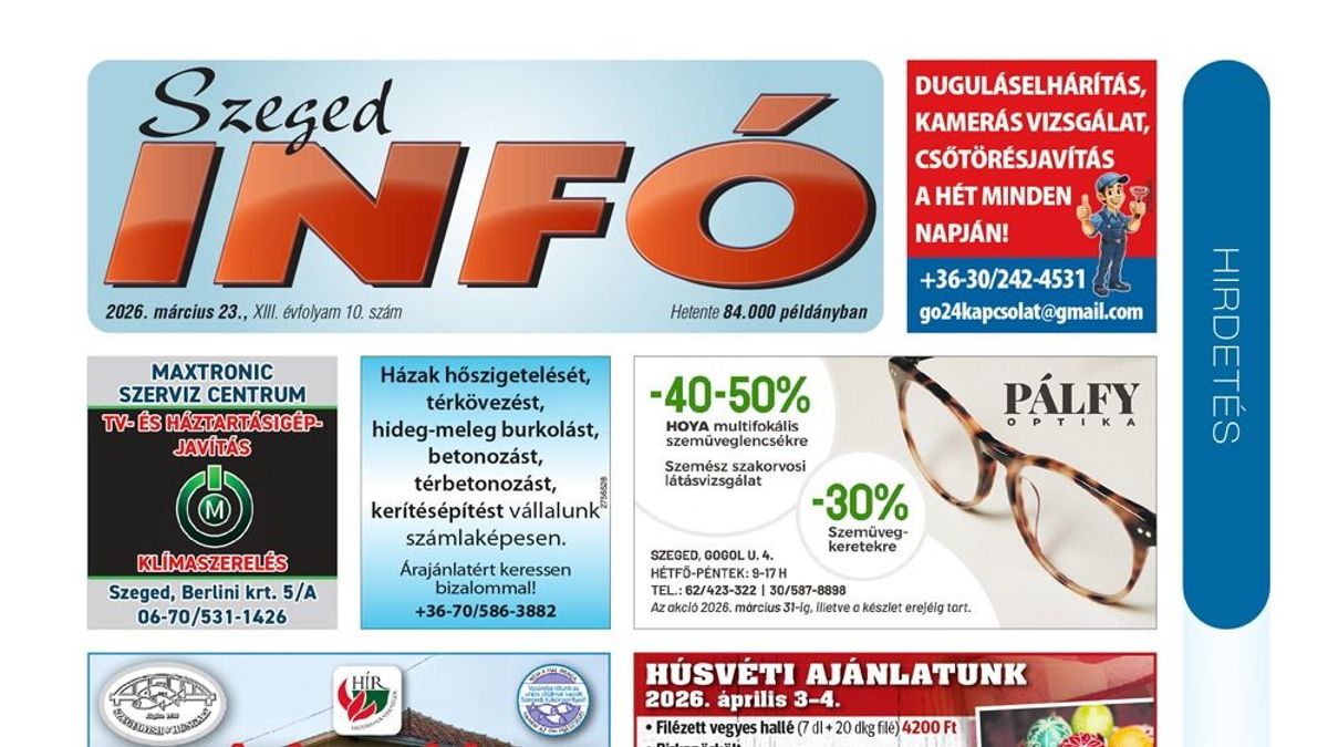 Szeged Infó 2026.03.23-i lapszáma