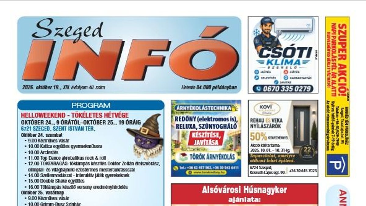 Szeged Infó 2026.10.19-i lapszáma