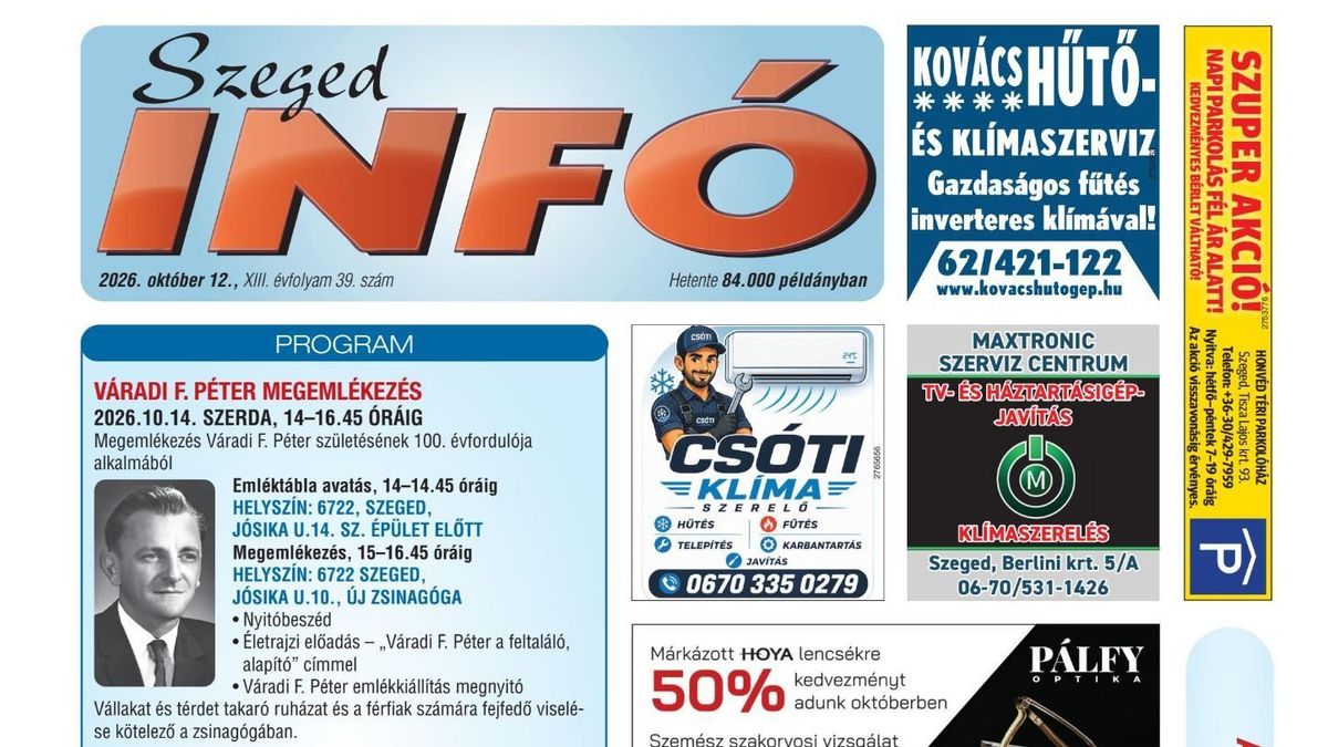 Szeged Infó 2026.10.12-i lapszáma